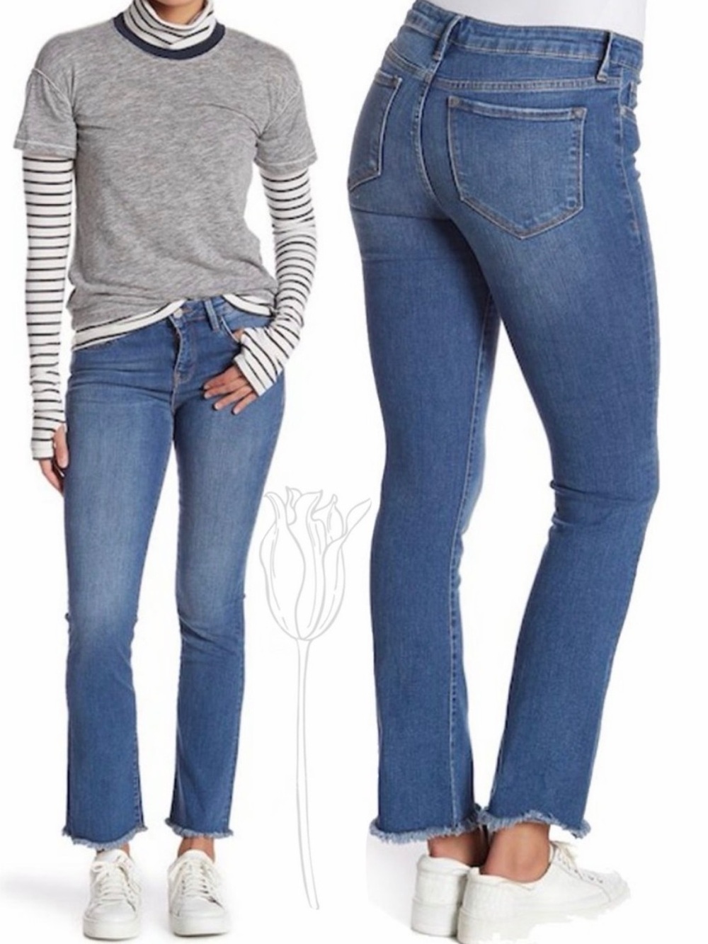 Free People Blue Straight Crop Leg Jeans 31